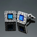 Miniatyrbillede 5 af 5: Mors dag gave til kvinder og mænd - Swarovski krystal firkantede blå manchetknapper - Klassiske manchetknapper til skjorte og jakkesæt - Manchetknapper til bryllup, fødselsdag, forretning - Gaver