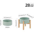 Miniatyrbillede 2 af 5: Keramisk Forhøjet Hundebolle med Stativ til Mellemstore og Store Racer Hundefoder og Vandskål (Enkel Skål med Stativ - Lysegrøn, 15,5 cm)