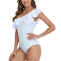 Miniatyrbillede 2 af 5: One Piece Dame En Skulder Badetøj Strand Ruffle Badetøj Asymmetrisk Kvinde Badetøj Rygløs Tankini