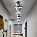 Miniatyrbillede 3 af 5: Sort loftslampe 2 cirkler moderne 21W (koldt hvidt lys)