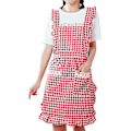 Pikkukuva 1 / 4: Esiliina Keittiö Leivonta Esiliinat Vintage Naisten Esiliinat Punainen Ruudukko Frilly Esiliinat Prinsessa Syntymäpäivälahja Puuvilla Pinafore Esiliinat Naisille Tytölle Taskuilla