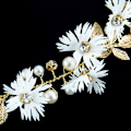 Miniatyrbilde 4 av 5: Blomsterhodeband brudeblomsterkrans med kunstige blader, blomster og perle-strass blomsterhårbånd brude bryllup hårtilbehør for kvinner