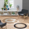 Miniatyrbilde 2 av 3: Dekorativt teppe Rundt 90cm Jute To-farget Hvit