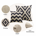 Miniatyrbilde 2 av 5: 4 stk Sofa Lin Pudetrekk Polstring (Svart-Beige, 45x45 cm)