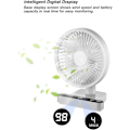 Miniatyrbilde 4 av 5: USB Skrivebordsvifte, 5000mAh Oppladbar 4 Hastigheter Strømdisplay Stille Vifter for Soving 120° Rotasjon Oscillerende Stille Sterk Luftstrøm Vifte for Hjemmet