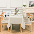 Miniatyrbild 1 av 5: Vattenavvisande Tvättbar Rektangulär Bordsduk i Faux Linne 55x55 Tum, Frukt Vit White