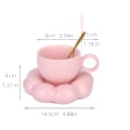 Pikkukuva 3 / 4: Keraaminen kahvimuki, pilvi kahvikuppi ja alussetti, muki lusikalla ja alustalla, lattekupit 6,7oz/200ml (vaaleanpunainen)