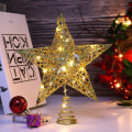 Miniatyrbilde 2 av 6: Juletrær Toppstjerne Med Lys, Glitrende Juletre Topp Med LED Lampe Ornament Fest Hjem Decor Julepynt