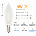 Pikkukuva 2 / 5: E14 Himmennettävä Led-kynttilälamppu - C35 Pieni Edison-kierre - 4w Vastaa 40w - Lämmin valkoinen 2700K 2 kpl