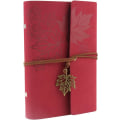 Miniatyrbillede 1 af 5: Vintage Læder Notesbog Genopfyldelig Rejsejournal Dagbog Lille Notesblok Retro Skitsebog Blank/Ulinjeret Gule Sider til at Skrive i Julegave Fødselsdagsgave Red