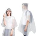 Miniatyrbillede 2 af 5: Regnponchoer til kvinder og mænd med snørehætte til voksne White