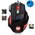 Miniatyrbillede 4 af 5: Ledningsforbundet gaming mus, 2400 DPI, 7 knapper ergonomisk mus, USB optisk mus, computermus, ledningsforbundet mus til PC, bærbar, sort