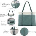 Miniatyrbillede 5 af 5: Dame Laptop Håndtaske, Letvægts Canvas Splice Tote Taske, 15.6 Tommer Laptop Tote Taske Dark Blue