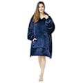 Miniatyrbilde 1 av 4: Hetteteppe - Oversized Hettegenser i Fleece, Mørk Blå, Onesize