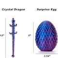 Miniatyrbilde 2 av 6: 3D-printet laser-drage-egg med 12\" fleksibel drage-fidget-leketøy figur dekor Laser Fargerik 5
