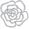 Miniatyrbillede 1 af 3: Statement Glitrende Fest Rose Blomst Form Åben Pavé Krystal Bryllup Broche Tørklæde Nål