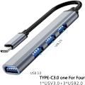 Pikkukuva 5 / 5: USB C Hub Multi-Port -sovitin, 4-porttinen USB Type C -telakointiasema, 1 USB 3.0 ja 3 USB 2.0 -keskitintä Macbook Pro/Air PS4 PC -kannettaville tietokoneille ja mobiililaitteille