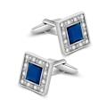 Miniatyrbillede 1 af 5: Mors dag gave til kvinder og mænd - Swarovski krystal firkantede blå manchetknapper - Klassiske manchetknapper til skjorte og jakkesæt - Manchetknapper til bryllup, fødselsdag, forretning - Gaver