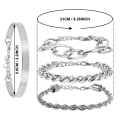 Miniatyrbilde 3 av 5: Metall Lenke Armbånd Sett - Kjede Armbånd Sett for Kvinner Jenter - Mote Perlet Chunky
