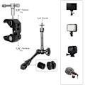 Miniatyrbillede 2 af 4: Artikulerende arm til skærm LCD DSLR-kamera multiklemme med krabbeklemme 11quot sort ODIPIE