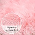 Miniatyrbillede 3 af 5: Imiteret lammeskind fåreskind tæppe lammeskindsimitat tæppe langhåret pels look imitation uld sengetæppe sofa måtte (60 x 90 cm, Rosa)