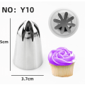 Miniatyrbillede 7 af 9: Oversize Rustfrit Stål Rose Blomster Sprøjteposer og Dysesæt - 6 stk Blomsterformede Frosting Dyser