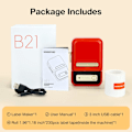 Miniatyrbillede 6 af 6: B21 Etiketmaskine, Bluetooth Stregkodeetiketprinter Udskrivningsstørrelse 20-50 mm, Kompatibel med iOS & Android med 1 rulle startpapir i hvid Red
