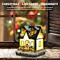 Miniatyrbillede 2 af 5: Juledekorationer, Mini Resin Hus Statue med Lys