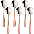 Miniatyrbilde 1 av 5: Bouillon skje sett, 7 tommer runde suppe skjeer, rustfritt stål finish bordskjeer (gradient roségull)