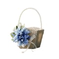 Miniatyrbilde 1 av 5: 1 pakke Burlap Blomsterpikekurver, Blomsterpikekurv Rustikk Burlap, med Perlehåndtak, Burlap Bryllupsblomsterkurv for Bryllupsfest Bankett