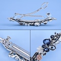 Pikkukuva 2 / 5: 2 kappaletta Vintage Leafy Barrette Suuri Hiustenklipsu Retro Ranskalainen Hopea Kristalli Barrette Strass Kukka Hiusklipsit Hiustarvike