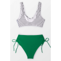 Miniatyrbild 5 av 5: Kvinnors Bikini Set Twist Front Tie Side Bikini Baddräkt Tvådelad Baddräkt Badkläder (XL)