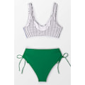 Miniatyrbillede 5 af 5: Damet Bikini Sæt Twist Front Tie Side Bikini Badetøj Todelt Badetøj Badetøj（L）