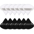 Miniatyrbilde 1 av 6: 12 Stk. Trekant Pudder Puff Kosmetisk Ansikts Sminke Puff for Løst Pudder Kropp Vaskbar Gjenbrukbar Mineral Foundation Svamp Vått Tørt Pudder black