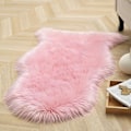 Miniatyrbillede 2 af 5: Imiteret lammeskind fåreskind tæppe lammeskindsimitat tæppe langhåret pels look imitation uld sengetæppe sofa måtte (60 x 90 cm, Rosa)