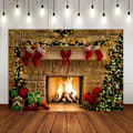 Miniatyrbillede 1 af 7: Julebaggrund Xmas Pejs Baggrunde Røde Strømper Gaver til Fotoshoot Dekoration Billede Banner Bås Rekvisitter