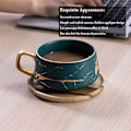 Miniatyrbillede 3 af 5: Pieces Cappuccino Kopper med Underkopper, 300ml Porcelæn Espresso Kopper til Te Kaffe Cappuccino, Kaffe Kopper med Træskive (Grøn*2)