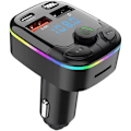 Pikkukuva 1 / 4: Bluetooth FM-lähetin autoon, langaton handsfree-puhelu, MP3-soitin, kaksois-USB-tuki SD-kortille, USB- ja muistitikulle (lähetin + USB-C-kaapeli)