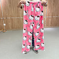Pikkukuva 3 / 3: Ihanat piirrettyjen hahmojen pyjamahousut naisille, kaikkialla painatus, flanellipyjama, lämpimät kotikäyttöön, graffitihousut, koko XL XL