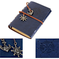 Miniatyrbillede 4 af 4: Vintage Retro PU Læderomslag Notesbog Journal Dagbog, Nautisk Spiral Tom Streng Daglig Notesblok Rejse til at Skrive i, Kraftpapir, Retro Vedhæng Blue