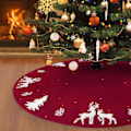 Miniatyrbilde 1 av 5: Juletrærskjørt, 48 tommer rødt juletre skjørt, 3D elg juletre basedekselmatte, trebasedeksel for julefestdekorasjoner