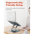 Miniatyrbillede 3 af 5: Justerbart Laptopstativ til Skrivebord, Ergonomisk Laptop Holder med 360° Roterende Base - Grå