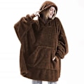 Miniatyrbillede 1 af 5: Vinter Hættetrøje Tæppe, Kvinders Oversized Fleece Tæppe, Med Ærmer Stor Lomme, Varmt Tykt Hættetrøje Kappe Par, Brun brown