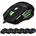 Miniatyrbillede 3 af 5: Ledningsforbundet gaming mus, 2400 DPI, 7 knapper ergonomisk mus, USB optisk mus, computermus, ledningsforbundet mus til PC, bærbar, sort