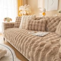 Miniatyrbilde 1 av 6: Tykke Kanin Plysj Sofadeksler 1 2 3 Seater, Sklisikre Sofadeksler, Morsomme Fuzzy Sofadeksler, Varme Fløyels Sofaputetrekk (90x160cm)