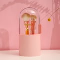 Miniatyrbillede 5 af 5: Makeup børsteholder med krystalklart roterende låg, pink