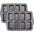 Miniatyrbillede 1 af 7: 2 Pak Mini Brødform - 8 Hullet Non-Stick Mini Brødform Brownie Kageform Brødforme Kulstofstål Bageform