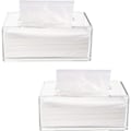 Miniatyrbillede 3 af 4: 2 Pak Klar Vævspapir Dispenserboks, Ansigts Akryl Vævspapirboks Dæk Holder, Serviet Organizer Rektangel, 22 x 12 x 10cm