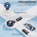 Miniatyrbillede 3 af 5: 5200mAh Håndholdt Ventilator, 3 Hastigheder, Bærbar, 180° Foldbar, med Powerbank Funktion og Genopladelig Personlig Bordventilator, 3 i 1, Kraftig Luftstrøm