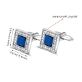 Miniatyrbillede 3 af 5: Mors dag gave til kvinder og mænd - Swarovski krystal firkantede blå manchetknapper - Klassiske manchetknapper til skjorte og jakkesæt - Manchetknapper til bryllup, fødselsdag, forretning - Gaver